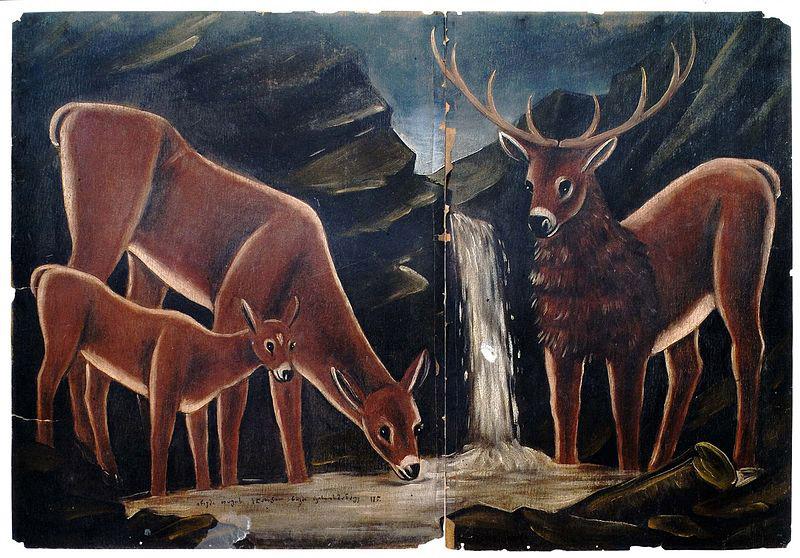 Niko Pirosmanashvili A Family of Deer Sweden oil painting art